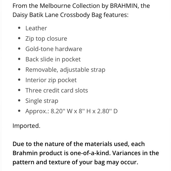 Brahmin Lane, Daisy Batik Melbourne, NWT - Picture 12 of 14